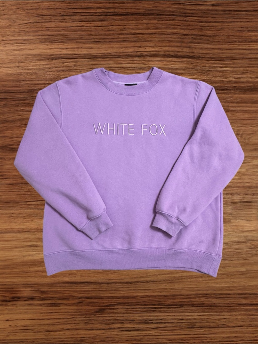 White Fox Boutique Lavender 'WHITE FOX' Embroidered Crewneck Sweatshirt Size S/M